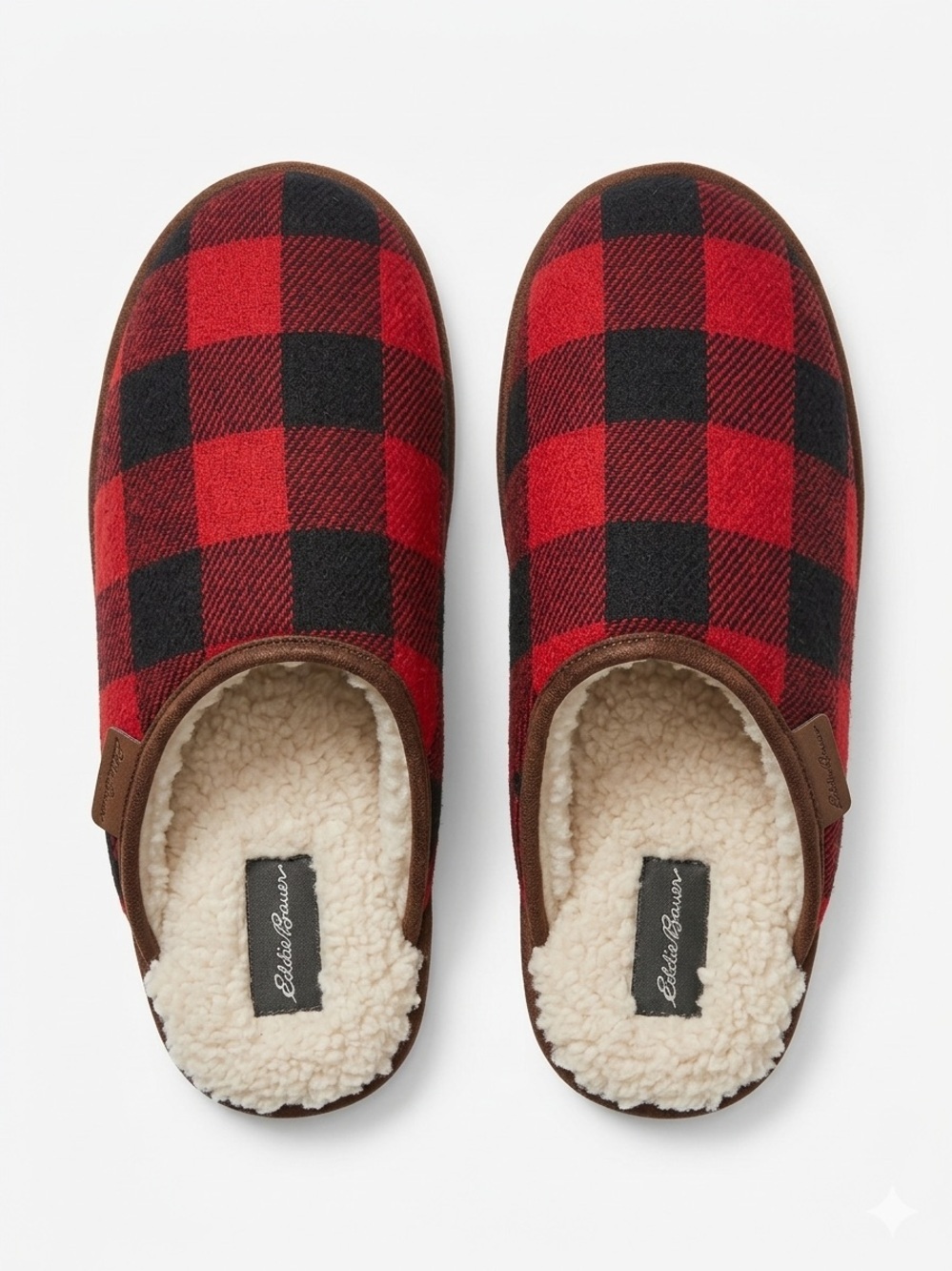 Eddie Bauer Men’s Buffalo Plaid Sherpa Slipper Size 10 Back to School Gift Idea